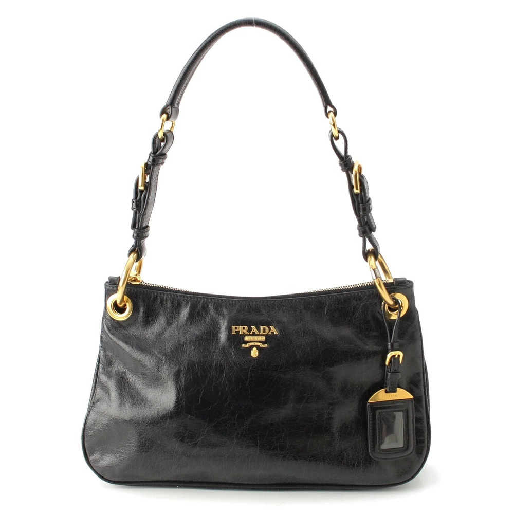 Prada Leather Vitello Shine Hobo Bag Black